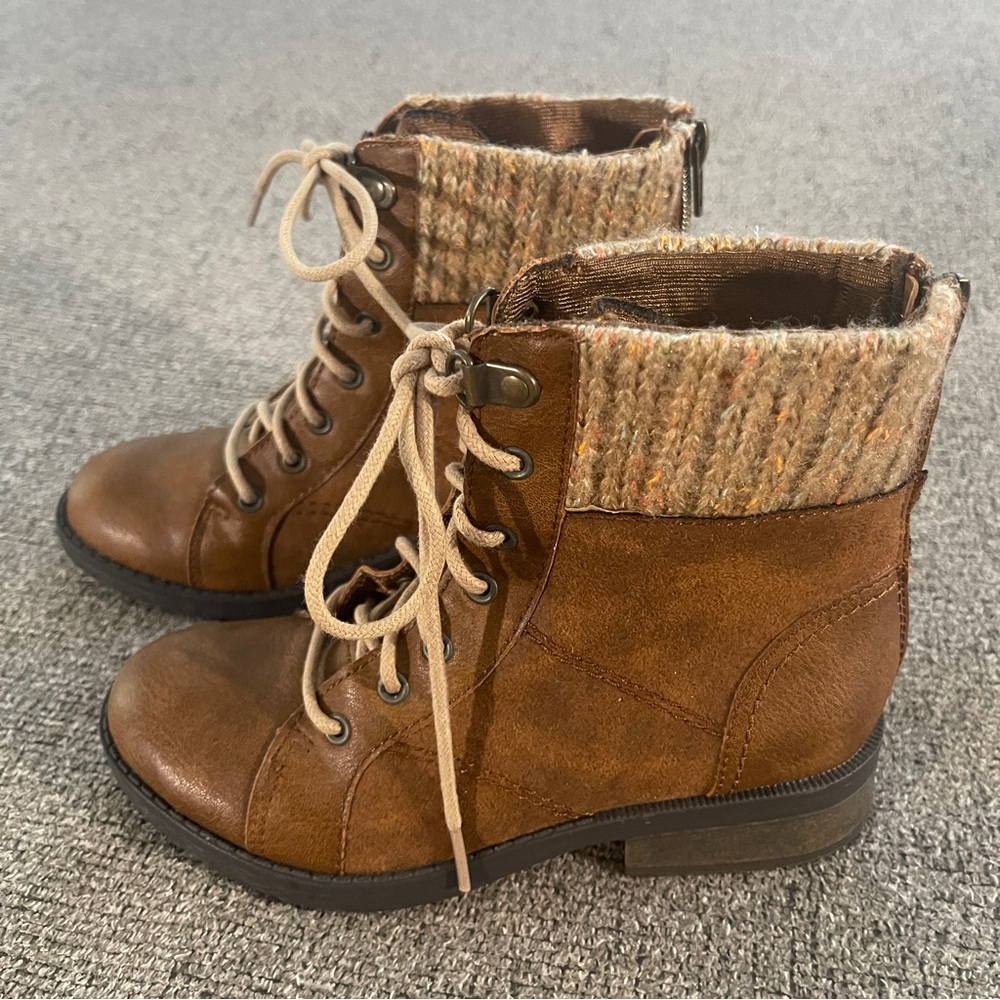 Girl’s Mudd Fall Boots Kohl's Shimmering Cognac Shoes Size 1 Brown Zipper